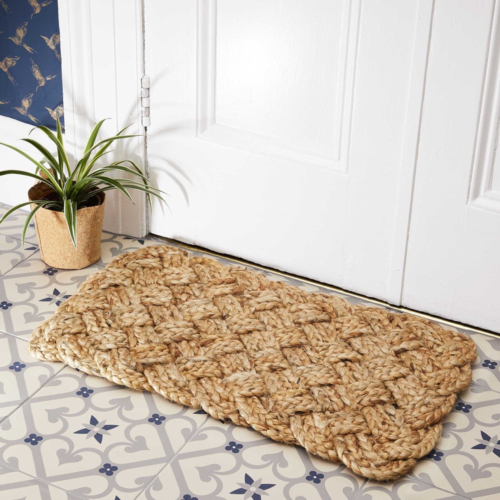 Lovers Knot Jute Doormats in Natural buy online from the rug seller uk